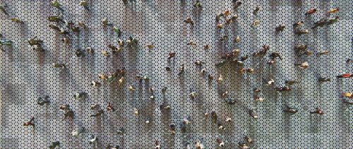 Abstract crowds of people with virtual reality street display