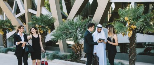 Business people working in the street Pulse Report, middle east