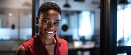 african-american-leader-female Portrait of businesswoman using digital tablet at office